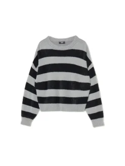 Szary sweter w czarne paski