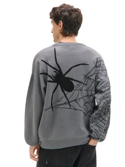 Szary sweter z pająkiem