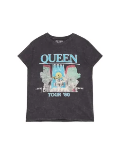 Szary T-shirt z nadrukiem Queen
