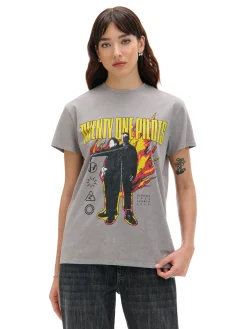 Szary T-shirt z nadrukiem Twenty One Pilots