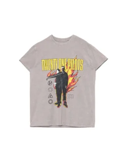 Szary T-shirt z nadrukiem Twenty One Pilots