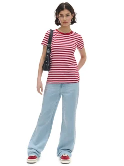 T-shirt w czerwono-białe paski