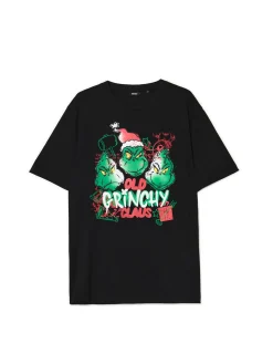 Świąteczna czarna koszulka z Grinchem