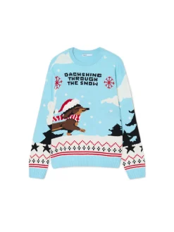 Świąteczny sweter z jamnikiem