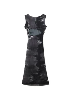 Wzorzysta czarna sukienka maxi