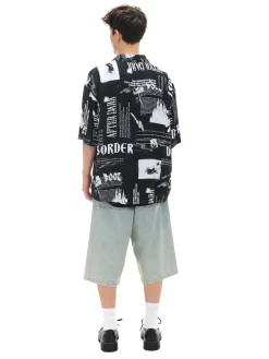 Wzorzysta koszula z kołnierzykiem