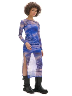 Wzorzysta sukienka midi