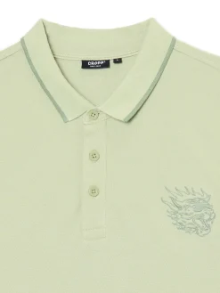 Zielona koszulka polo z haftem