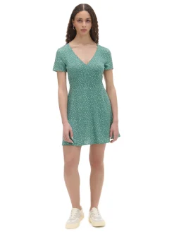 Zielona sukienka mini w stokrotki