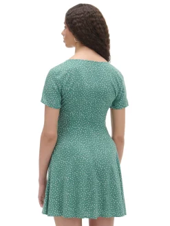 Zielona sukienka mini w stokrotki