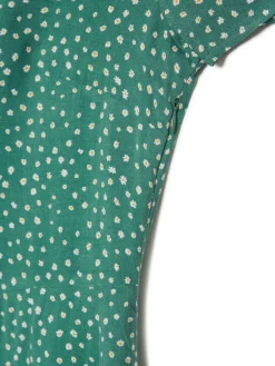 Zielona sukienka mini w stokrotki