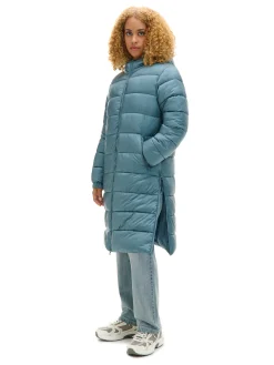 Zielony płaszcz puffer z kapturem