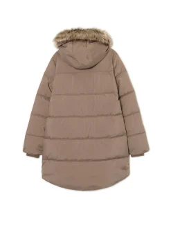 Zimowy pikowany płaszcz z kapturem