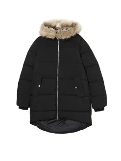 Zimowy pikowany płaszcz z kapturem