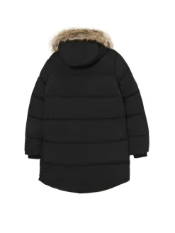 Zimowy pikowany płaszcz z kapturem